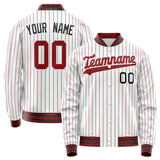 Custom White Red Red Pinstripe Varsity Letterman Jacket JA02240617JC485