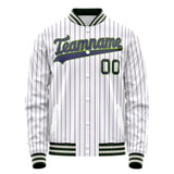 Custom White Navy Purple Pinstripe Varsity Letterman Jacket JA02240617JC487