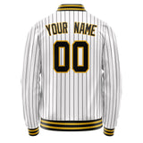 Custom White Black Black Pinstripe Varsity Letterman Jacket JA02240617JC490