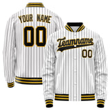 Custom White Black Black Pinstripe Varsity Letterman Jacket