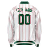 Custom White Kelly-Green Red Pinstripe Varsity Letterman Jacket JA02240617JC491