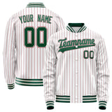 Custom White Kelly-Green Red Pinstripe Varsity Letterman Jacket