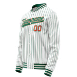 Custom White Orange Kelly Green Pinstripe Varsity Letterman Jacket JA02240617JC494