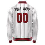 Custom White Red Black Pinstripe Varsity Letterman Jacket JA02240617JC495