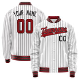 Custom White Red Black Pinstripe Varsity Letterman Jacket JA02240617JC495