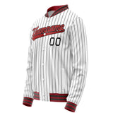 Custom White Red Black Pinstripe Varsity Letterman Jacket JA02240617JC495