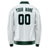 Custom White Teal Teal Pinstripe Varsity Letterman Jacket JA02240617JC497