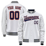 Custom White Navy Royal Pinstripe Varsity Letterman Jacket JA02240617JC501