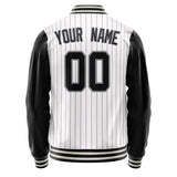 Custom White Black Gray Pinstripe Varsity Letterman Jacket JA02240617JC504