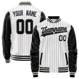 Custom White Black Gray Pinstripe Varsity Letterman Jacket