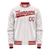 Custom White Red Red Pinstripe Varsity Letterman Jacket JA02240617JC505