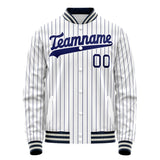 Custom White Navy Navy Pinstripe Varsity Letterman Jacket JA02240617JC506