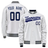 Custom White Navy Navy Pinstripe Varsity Letterman Jacket JA02240617JC506