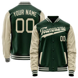 Custom Green Cream Solid Color Varsity Letterman Jacket JA02240617JG178