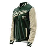 Custom Green Cream Solid Color Varsity Letterman Jacket JA02240617JG178