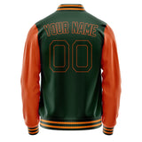 Custom Green Orange Solid Color Varsity Letterman Jacket JA02240617JG182