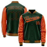 Custom Green Orange Solid Color Varsity Letterman Jacket