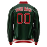 Custom Green Red Solid Color Varsity Letterman Jacket JA02240617JG185