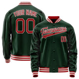 Custom Green Red Solid Color Varsity Letterman Jacket