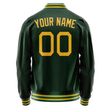 Custom Green Gold Solid Color Varsity Letterman Jacket JA02240617JG188