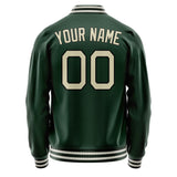 Custom Green Cream Solid Color Varsity Letterman Jacket JA02240617JG190