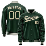 Custom Green Cream Solid Color Varsity Letterman Jacket