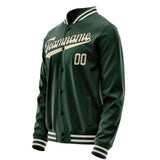 Custom Green Cream Solid Color Varsity Letterman Jacket JA02240617JG190