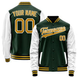 Custom Green Gold Solid Color Varsity Letterman Jacket JA02240617JG191