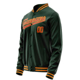 Custom Green Orange Solid Color Varsity Letterman Jacket JA02240617JG192