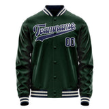 Custom Green Navy Solid Color Varsity Letterman Jacket JA02240617JG193