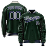 Custom Green Navy Solid Color Varsity Letterman Jacket