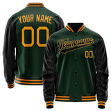 Custom Green Gold Solid Color Varsity Letterman Jacket JA02240617JG194