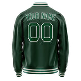 Custom Green White Solid Color Varsity Letterman Jacket JA02240617JG195