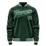 Custom Green White Solid Color Varsity Letterman Jacket JA02240617JG195