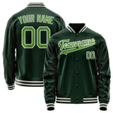 Custom Green Neon-Green Solid Color Varsity Letterman Jacket