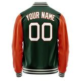 Custom Green Orange Solid Color Varsity Letterman Jacket JA02240617JG198