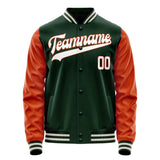 Custom Green Orange Solid Color Varsity Letterman Jacket JA02240617JG198