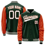 Custom Green Orange Solid Color Varsity Letterman Jacket JA02240617JG198