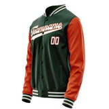 Custom Green Orange Solid Color Varsity Letterman Jacket JA02240617JG198