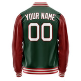 Custom Green Crimson Solid Color Varsity Letterman Jacket JA02240617JG199