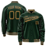 Custom Green Old-Gold Solid Color Varsity Letterman Jacket