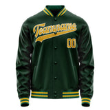 Custom Green Gold Solid Color Varsity Letterman Jacket JA02240617JG202