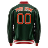 Custom Green Orange Solid Color Varsity Letterman Jacket JA02240617JG203