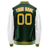 Custom Green White Solid Color Varsity Letterman Jacket JA02240617JG204