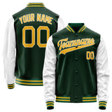 Custom Green White Solid Color Varsity Letterman Jacket JA02240617JG204