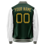 Custom Green White Solid Color Varsity Letterman Jacket JA02240617JG205