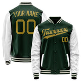 Custom Green White Solid Color Varsity Letterman Jacket