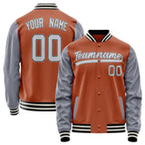 Custom Texas-Orange Gray Solid Color Varsity Letterman Jacket