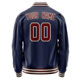 Custom Navy Crimson Solid Color Varsity Letterman Jacket JA02240617KZ267