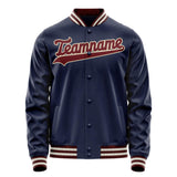 Custom Navy Crimson Solid Color Varsity Letterman Jacket JA02240617KZ267